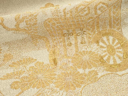 平和屋本店▼太鼓柄袋帯　つづれ織　花御所車文　本金箔24Ｋ　正絹　逸品　DABJ6170sf