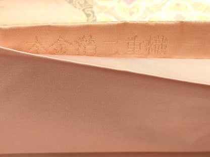 平和屋本店▼六通柄袋帯　唐織　道長正倉院花文　本金箔二重織　正絹　逸品　DABJ6171sf