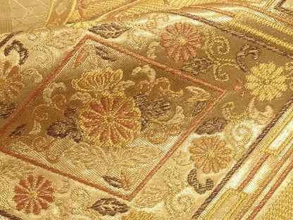 平和屋本店▼西陣　六通柄袋帯　九百錦織　鳳凰花菱文　純金箔24Ｋ貮重箔　証紙付き　正絹　逸品　DABJ6174sf