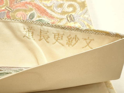 平和屋本店▼六通柄袋帯　唐織　九百錦　道長更紗文　本金箔24Ｋ　正絹　逸品　DABJ6175sf
