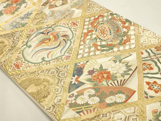 平和屋本店▼六通柄袋帯　唐織　金碧格天井　本金箔　正絹　逸品　DABJ6176sf