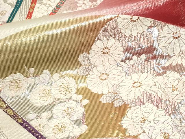 平和屋本店▼六通柄袋帯　唐織　エレガンス　純金箔24Ｋ　正絹　逸品　DABJ6177sf