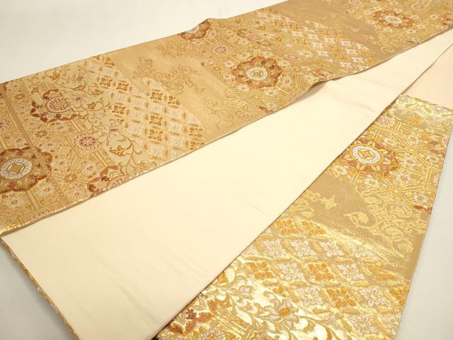平和屋本店▼六通柄袋帯　正倉院花唐草文　純金二重箔　正絹　逸品　DABJ6180sf