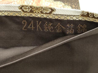 平和屋本店▼六通柄袋帯　九百錦　能衣舞楽文　24ｋ純金箔錦　正絹　逸品　DABJ6182sf