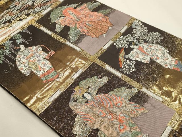 平和屋本店▼六通柄袋帯　九百錦　能衣舞楽文　24ｋ純金箔錦　正絹　逸品　DABJ6182sf