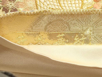 平和屋本店▼六通柄袋帯　唐織　天井香華紋　本金箔　正絹　逸品　DABJ6187sf