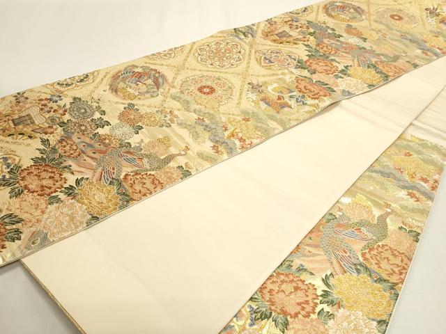 平和屋本店▼六通柄袋帯　唐織　天井香華紋　本金箔　正絹　逸品　DABJ6187sf