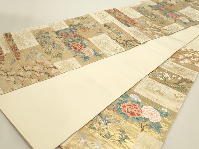 平和屋本店▼六通柄袋帯　唐織　桃山花鳥集　本金箔　正絹　逸品　DABJ6188sf
