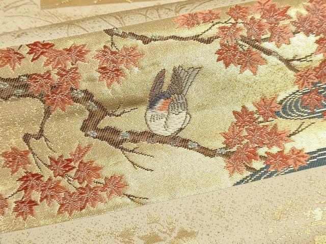 平和屋本店▼六通柄袋帯　唐織　桃山花鳥集　本金箔　正絹　逸品　DABJ6188sf