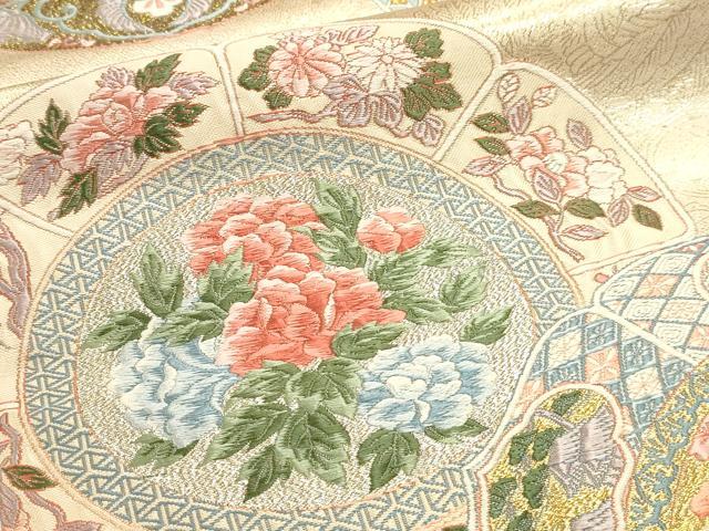 平和屋本店▼六通柄袋帯　唐織　九百錦　花鳥華飛鶴　本金二重箔　正絹　逸品　DABJ6193sf