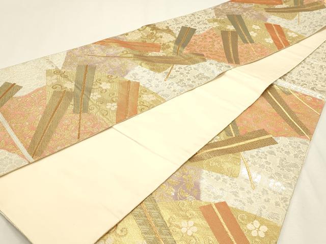 平和屋本店▼六通柄袋帯　花唐草文　本金箔24Ｋ　正絹　逸品　DABJ6194sf