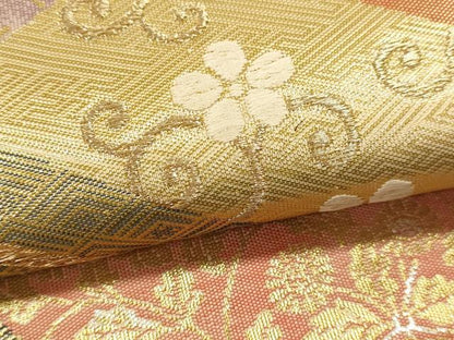 平和屋本店▼六通柄袋帯　花唐草文　本金箔24Ｋ　正絹　逸品　DABJ6194sf