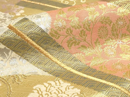 平和屋本店▼六通柄袋帯　花唐草文　本金箔24Ｋ　正絹　逸品　DABJ6194sf