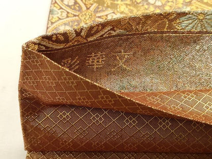 平和屋本店▼佐賀錦　六通柄袋帯　彩華文　本金箔　正絹　逸品　DABJ6195sf