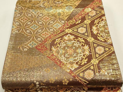 平和屋本店▼佐賀錦　六通柄袋帯　彩華文　本金箔　正絹　逸品　DABJ6195sf