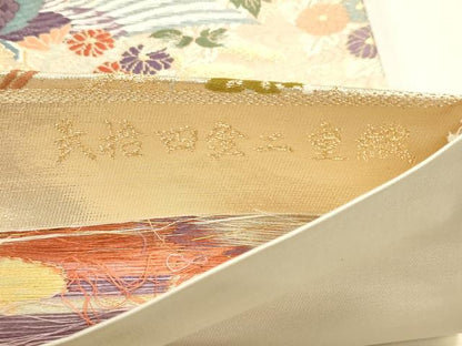 平和屋本店▼六通柄袋帯　唐織　大奥絵巻　弐拾四金二重織　正絹　逸品　DABJ6196sf