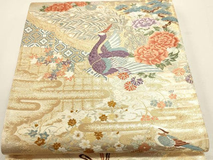 平和屋本店▼六通柄袋帯　唐織　大奥絵巻　弐拾四金二重織　正絹　逸品　DABJ6196sf