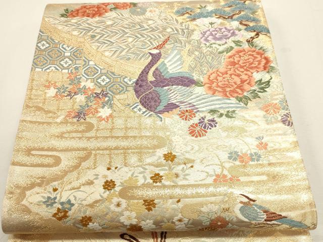 平和屋本店▼六通柄袋帯　唐織　大奥絵巻　弐拾四金二重織　正絹　逸品　DABJ6196sf