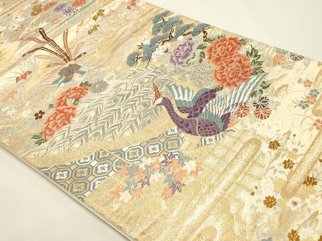 平和屋本店▼六通柄袋帯　唐織　大奥絵巻　弐拾四金二重織　正絹　逸品　DABJ6196sf