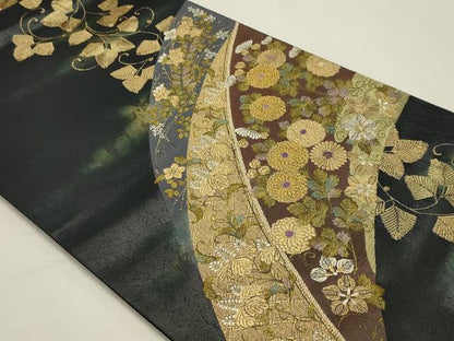 平和屋本店▼六通柄袋帯　高台寺蒔絵文　本金襲　引箔　正絹　逸品　DABJ6198sf