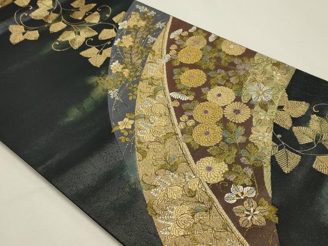 平和屋本店▼六通柄袋帯　高台寺蒔絵文　本金襲　引箔　正絹　逸品　DABJ6198sf