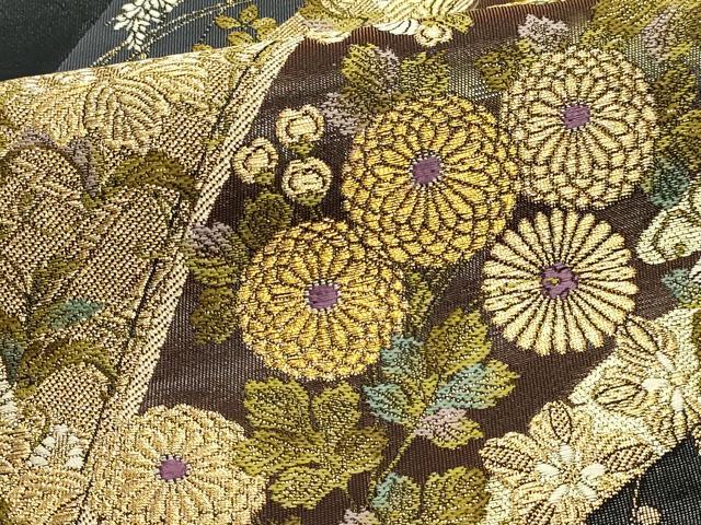 平和屋本店▼六通柄袋帯　高台寺蒔絵文　本金襲　引箔　正絹　逸品　DABJ6198sf