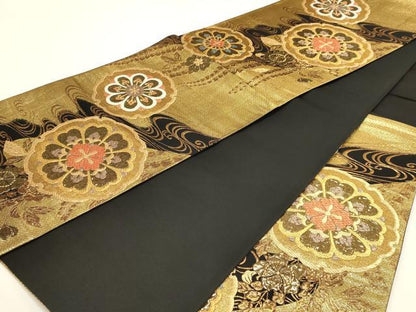 平和屋本店▼六通柄袋帯　唐織　舞花文　本金箔　正絹　逸品　DABJ6199sf