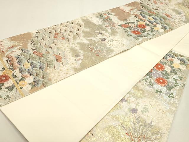 平和屋本店▼六通柄袋帯　唐織　草花文　秀風絽　本金箔　正絹　逸品　DABJ6204sf