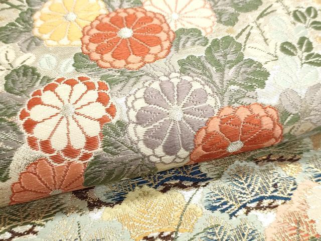 平和屋本店▼六通柄袋帯　唐織　草花文　秀風絽　本金箔　正絹　逸品　DABJ6204sf