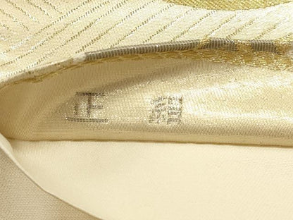 平和屋本店▼六通柄袋帯　草花丸文　プラチナ本金箔織　正絹　逸品　DABJ6208sf