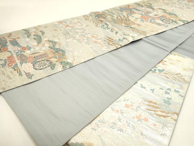 平和屋本店▼六通柄袋帯　唐織　御車華鳥文　本金箔　正絹　逸品　DABJ6215sf