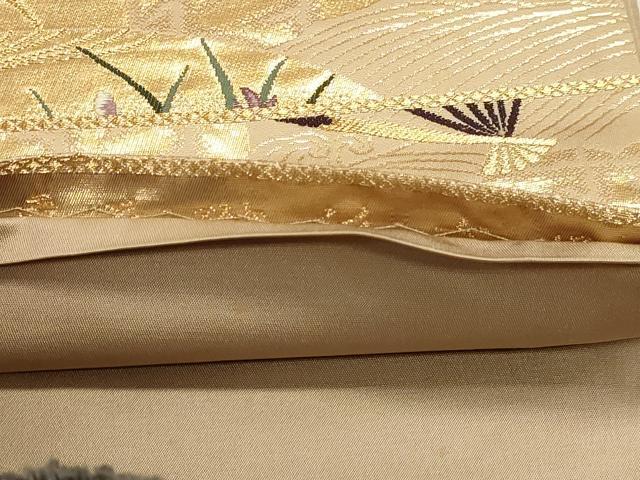 平和屋本店▼六通柄袋帯　唐織　扇面琳派文様　本金箔二重箔　正絹　逸品　DABJ6217sf