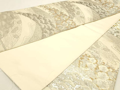 平和屋着物▼六通柄京袋帯　松竹梅　本金プラチナ箔　正絹　逸品　DABJ6219sf