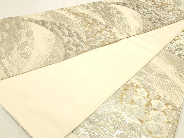 平和屋着物▼六通柄京袋帯　松竹梅　本金プラチナ箔　正絹　逸品　DABJ6219sf