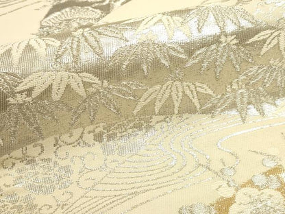 平和屋着物▼六通柄京袋帯　松竹梅　本金プラチナ箔　正絹　逸品　DABJ6219sf