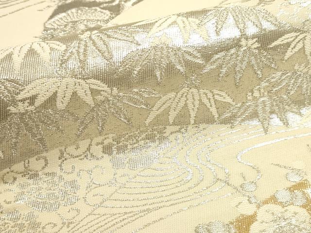 平和屋着物▼六通柄京袋帯　松竹梅　本金プラチナ箔　正絹　逸品　DABJ6219sf