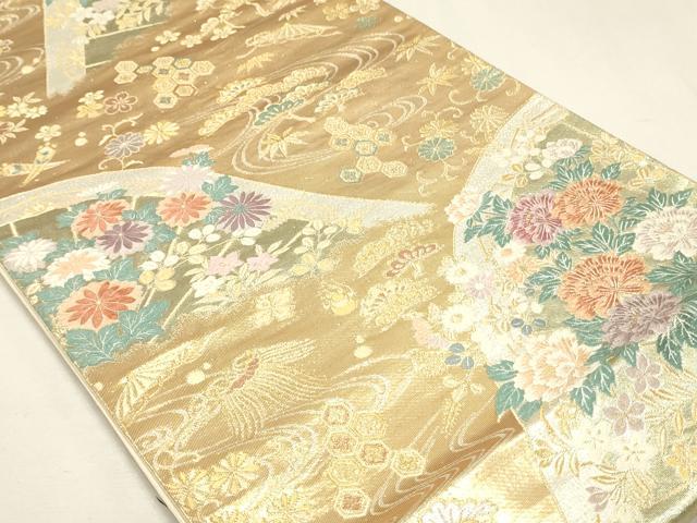 平和屋本店▼六通柄袋帯　唐織　飛鳥飾箔文　本金箔　正絹　逸品　DABJ6287sf