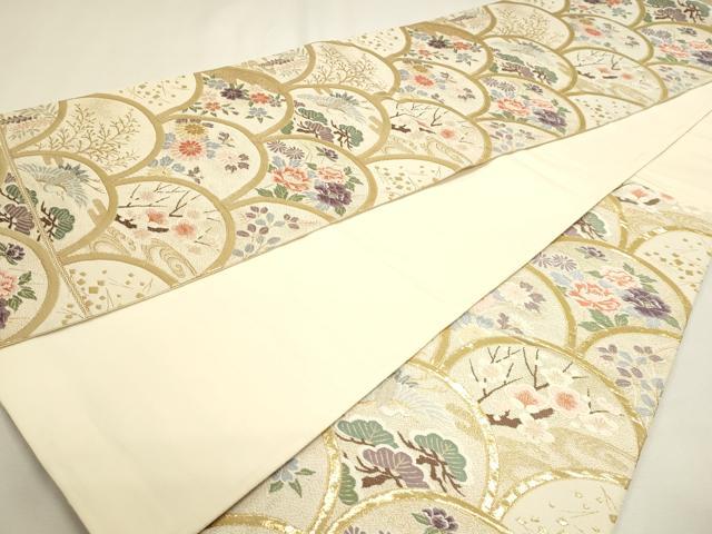 平和屋本店▼六通柄袋帯　唐織　青梅花鳥文　24ｋ本金箔　正絹　逸品　DABJ6311sf