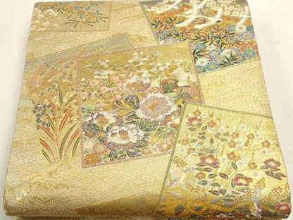 平和屋本店▼西陣あさぎ　丸帯　加賀名品百撰　プラチナ　本金箔　一千八百口織　正絹　逸品　DABJ6356sf