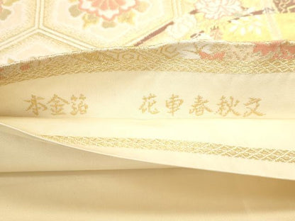 平和屋本店▼六通柄袋帯　花車春秋文　本金箔　正絹　逸品　DABJ6368sf