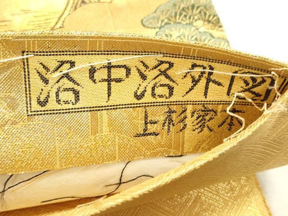 平和屋本店▼全通全景柄袋帯　洛中洛外図　本金二重箔　上杉家本　正絹　逸品　DABJ6369sf