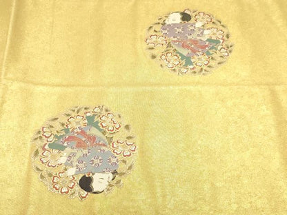 平和屋本店●加賀友禅の巨匠　初代　由水十久　西陣　長嶋成織物　ながしま帯　太鼓柄袋帯 童子唐草文 本金箔 瀞金錦 正絹 逸品 DABJ6485sf