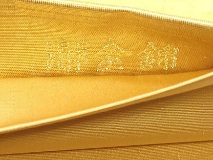 平和屋本店●加賀友禅の巨匠　初代　由水十久　西陣　長嶋成織物　ながしま帯　太鼓柄袋帯　菊を舞う　本金箔 瀞金錦 正絹 逸品 DABJ6488sf