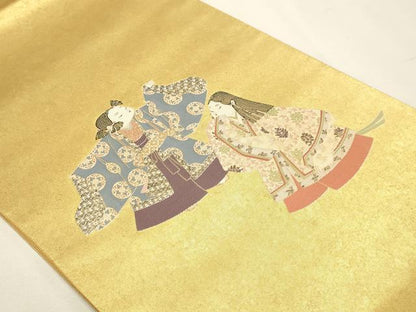 平和屋本店●加賀友禅の巨匠　初代　由水十久　西陣　長嶋成織物　ながしま帯　太鼓柄袋帯　うなゐ児　本金箔 瀞金錦 正絹 逸品 DABJ6489sf