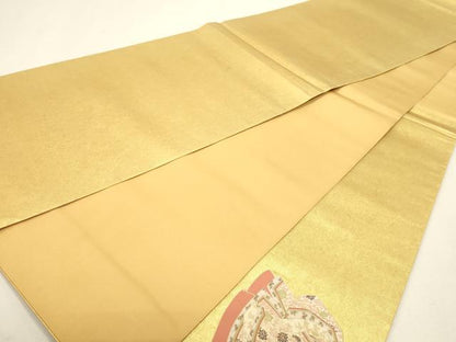 平和屋本店●加賀友禅の巨匠　初代　由水十久　西陣　長嶋成織物　ながしま帯　太鼓柄袋帯　うなゐ児　本金箔 瀞金錦 正絹 逸品 DABJ6489sf