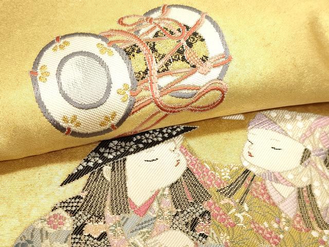 平和屋本店●加賀友禅の巨匠　初代　由水十久　西陣　長嶋成織物　ながしま帯　太鼓柄袋帯　阿国　本金箔　瀞金錦　正絹　逸品　DABJ6490sf
