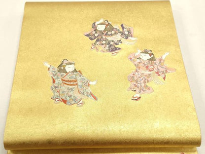 平和屋本店●加賀友禅の巨匠　初代　由水十久　西陣　長嶋成織物　ながしま帯　太鼓柄袋帯　宝鳥至る　本金箔 瀞金錦 正絹 逸品 DABJ6492sf