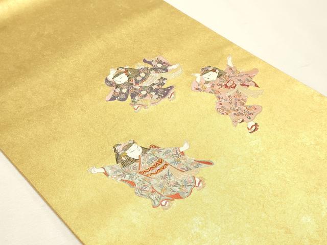 平和屋本店●加賀友禅の巨匠　初代　由水十久　西陣　長嶋成織物　ながしま帯　太鼓柄袋帯　宝鳥至る　本金箔 瀞金錦 正絹 逸品 DABJ6492sf