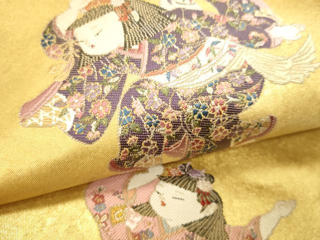 平和屋本店●加賀友禅の巨匠　初代　由水十久　西陣　長嶋成織物　ながしま帯　太鼓柄袋帯　宝鳥至る　本金箔 瀞金錦 正絹 逸品 DABJ6492sf