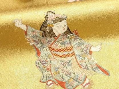 平和屋本店●加賀友禅の巨匠　初代　由水十久　西陣　長嶋成織物　ながしま帯　太鼓柄袋帯　宝鳥至る　本金箔 瀞金錦 正絹 逸品 DABJ6492sf